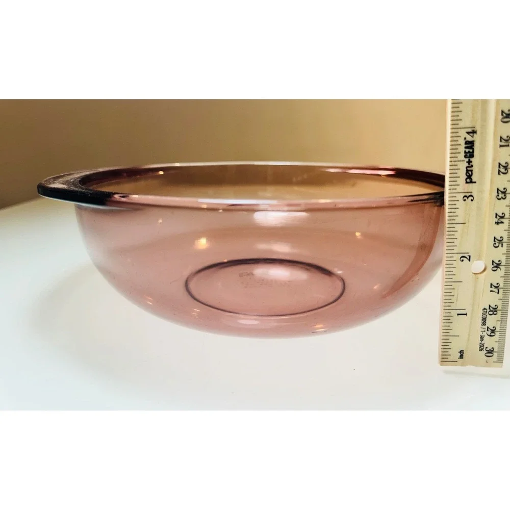 Vintage Pyrex Cranberry Glass 2 Quart Casserole Dish with Lid 209-2L Round 2L